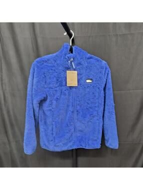 EDDIE BAUER UNISEX KIDS HIGH PILE SHERPA ZIP HOODED JACKET INK BLUE SIZE M